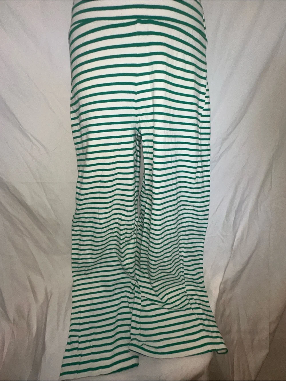 Striped Green and White Maxi Skirt - Flowy Summer Skirt